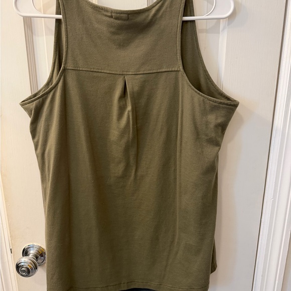 Olive Button-Front Tank Top - Picture 2 of 5